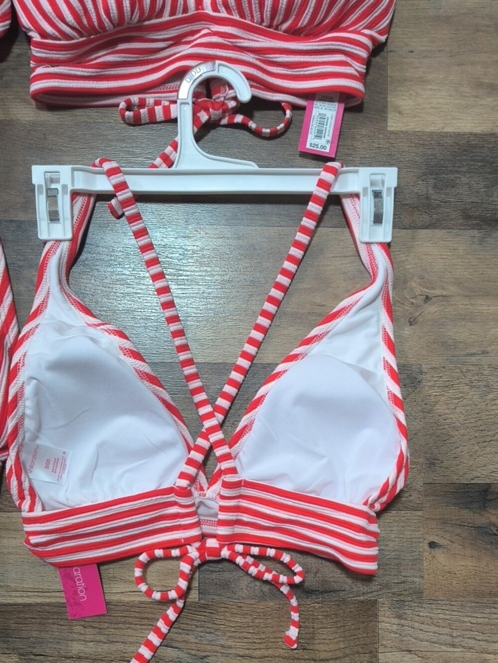 Target Pink and White Striped Swim Bralettes - Set of 5 - Picture 4 of 4